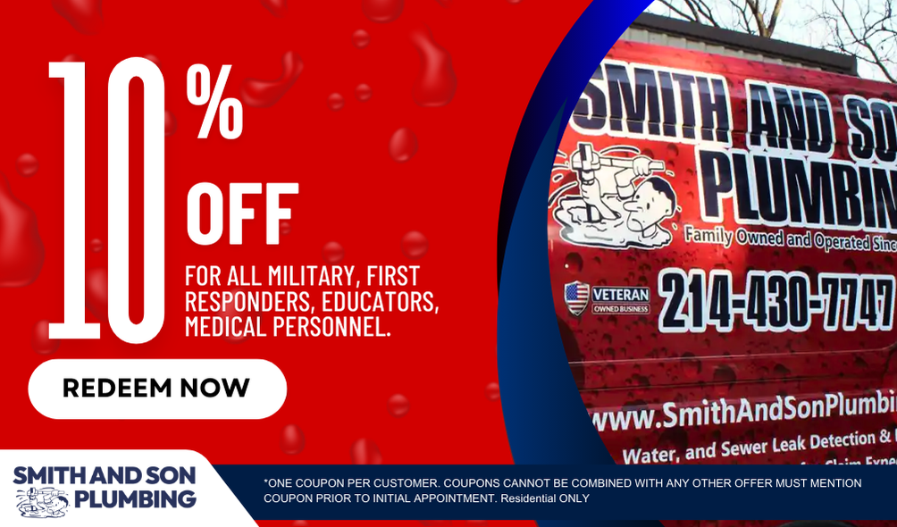plumbing service discount for military, seniors, first responders and educators in mckinney and dallas fort worth area